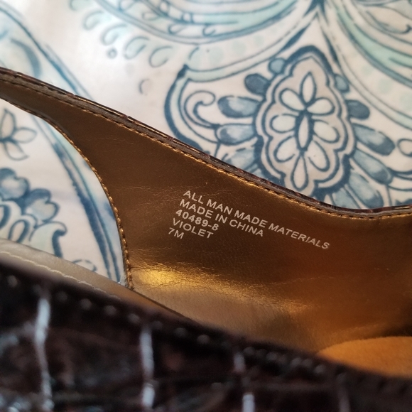 Nickels Crocodile Patterned Peep-toe Wedges - Picture 5 of 8